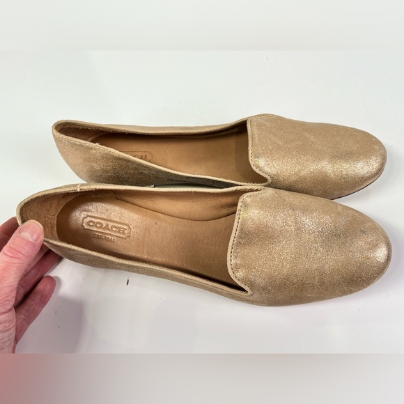 COACH Metallic Gold CATRIN flat loafers size 8.5 - Picture 8 of 8
